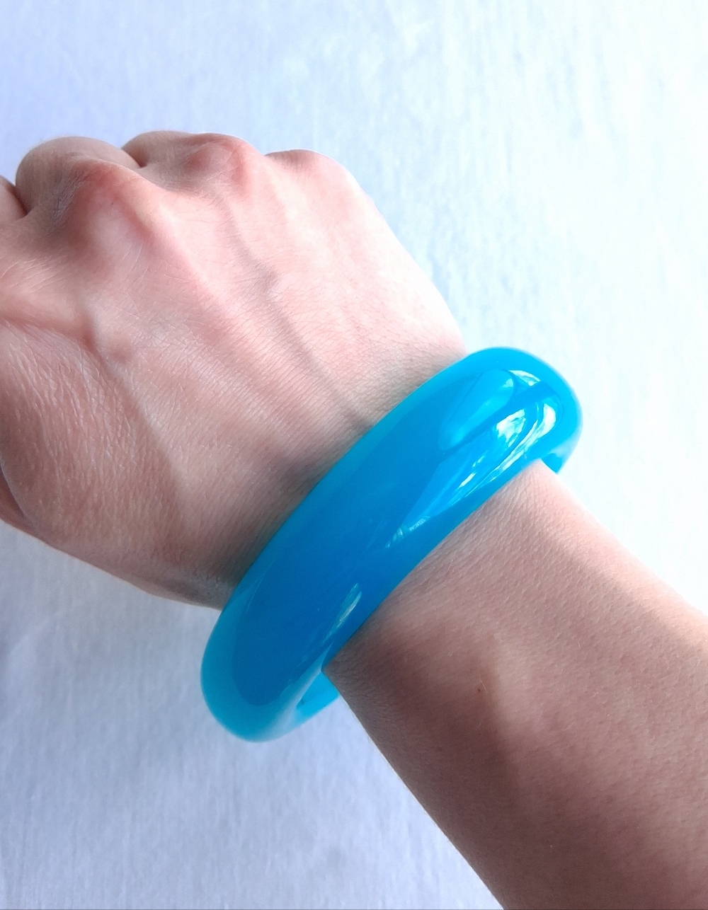 Bracelet Bangle Chunky Blue Acrylic